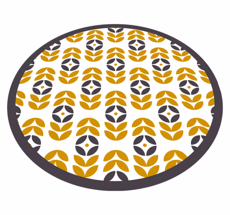Stylový listový vzor Kulatý vinylový koberec - TenStickers