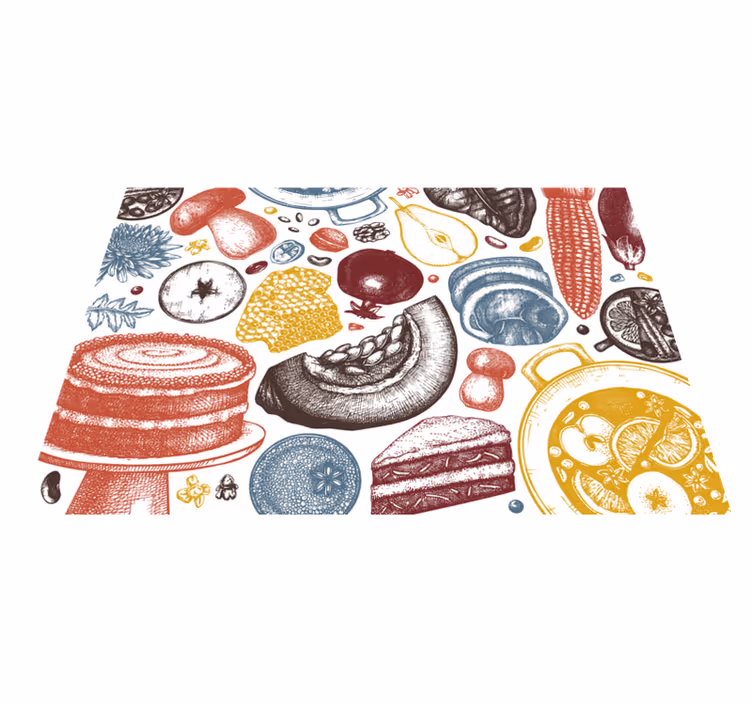 Kulinářské ilustrace Kuchyňský vinylový koberec - TenStickers