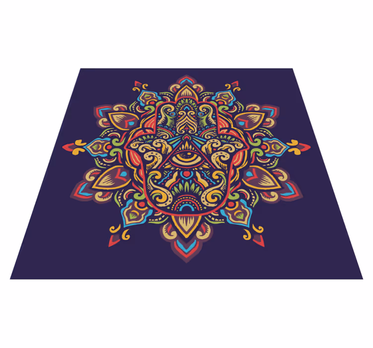 Modré pozadí Mandala vinylový koberec - TenStickers