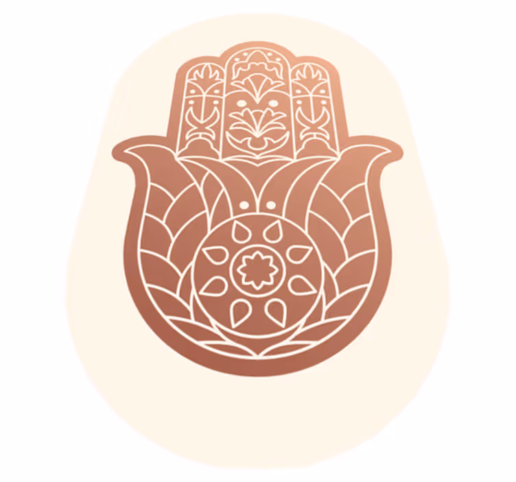 Béžová ruka fátimy Mandala vinylový koberec - TenStickers