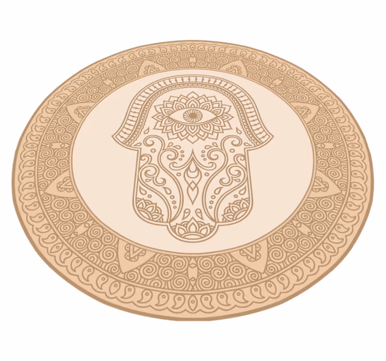 Béžová mandala ruka fatimského etnického vinylového koberce - TenStickers