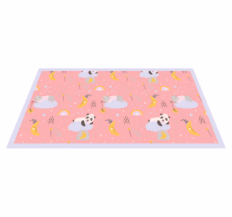 Růžové pozadí s pandami pro děti vinylový koberec - TenStickers