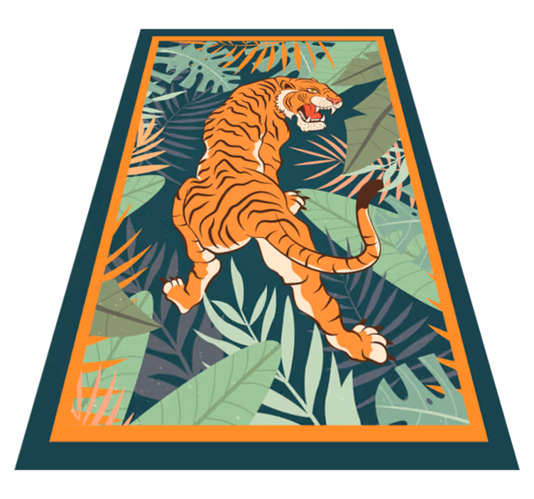 Ilustrace zuřivého tygra Zvířecí vinylový koberec - TenStickers