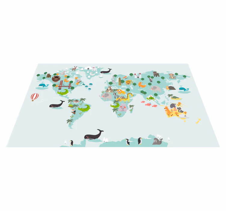 Dětský vinylový koberec nordic turquese worldmap - TenStickers