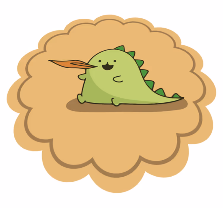 Dinosaurus karikatura sedící dýchající oheň koberec - TenStickers