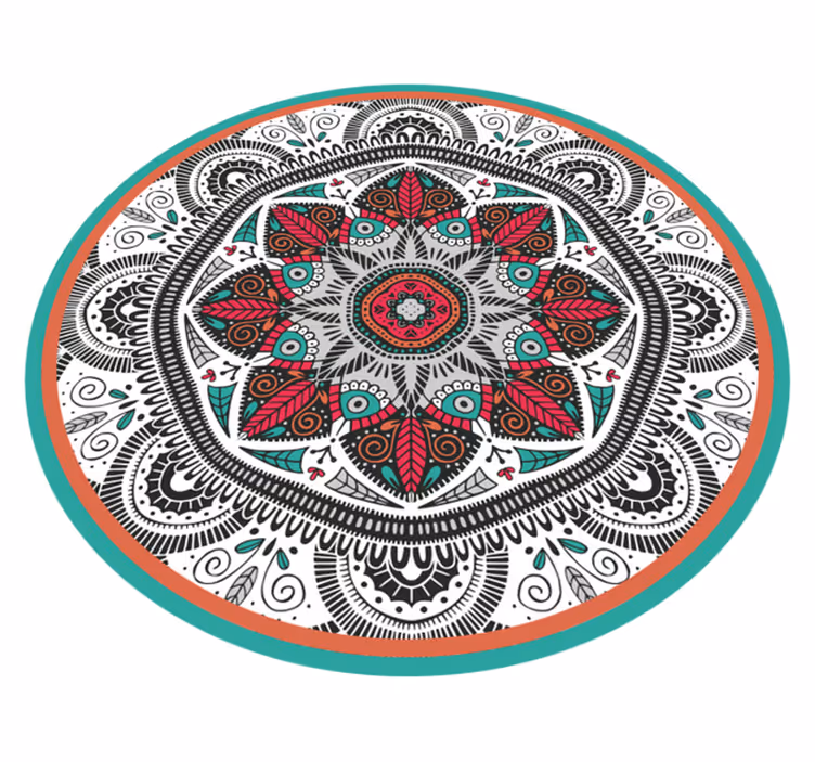 Kruhové šedé zaměření Mandala vinylový koberec - TenStickers