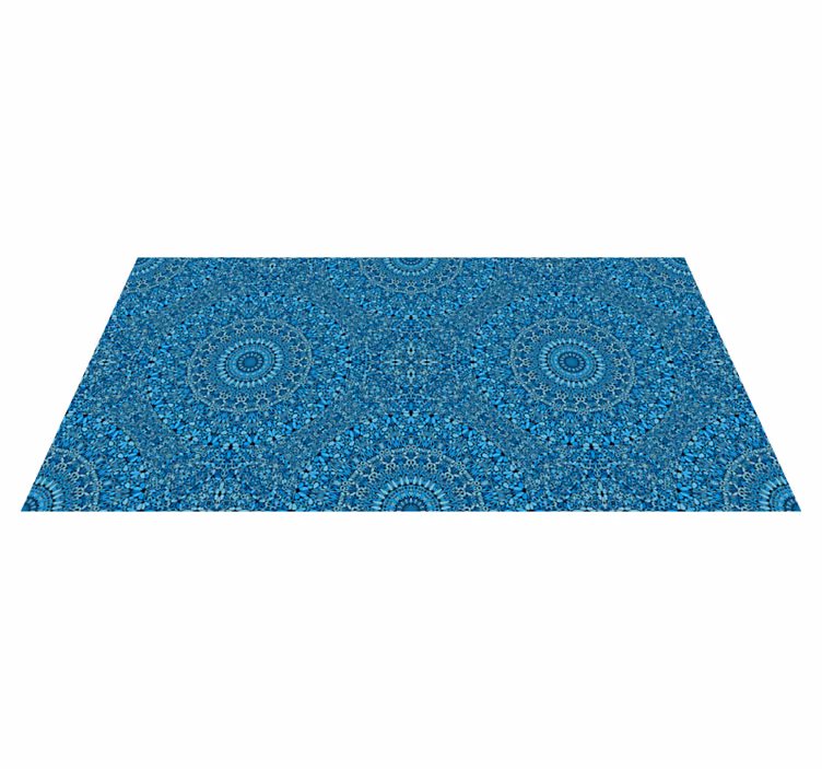 Propracovaný modrý motiv Mandala vinylový koberec - TenStickers