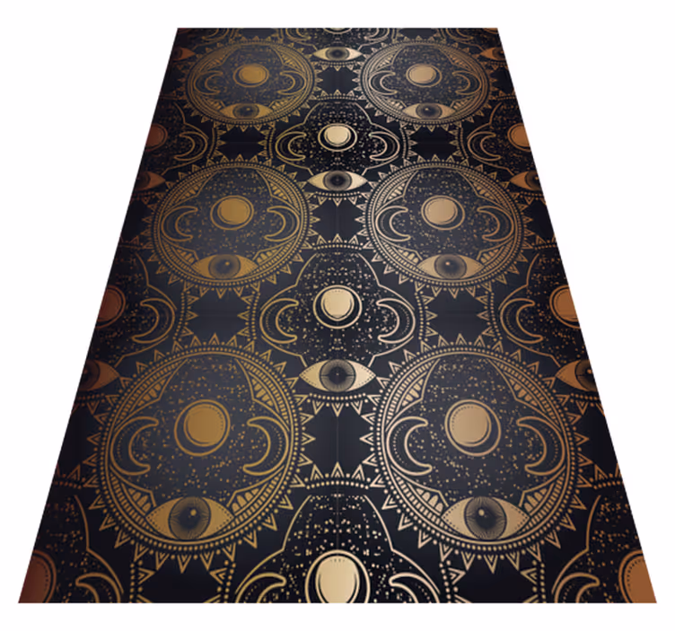 Nebeský černý motiv Mandala vinylový koberec - TenStickers