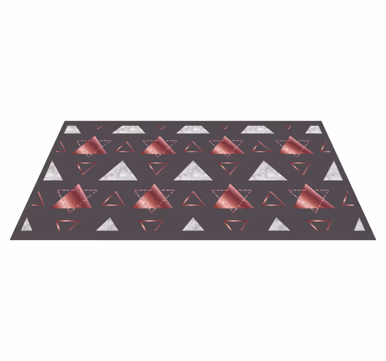 Růžové a šedé trojúhelníky Geometrický vinylový koberec - TenStickers