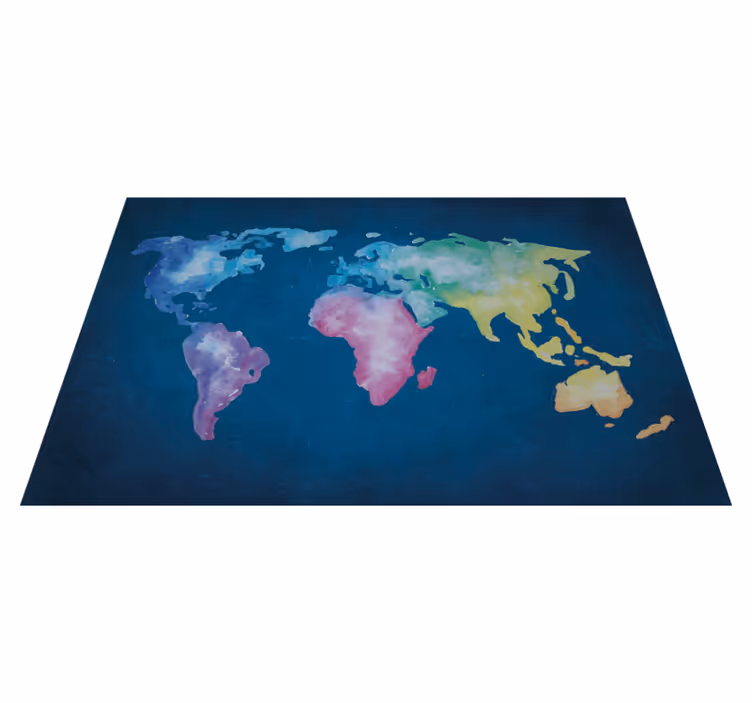 Vinylový koberec z celého světa vodovková mapa světa - TenStickers