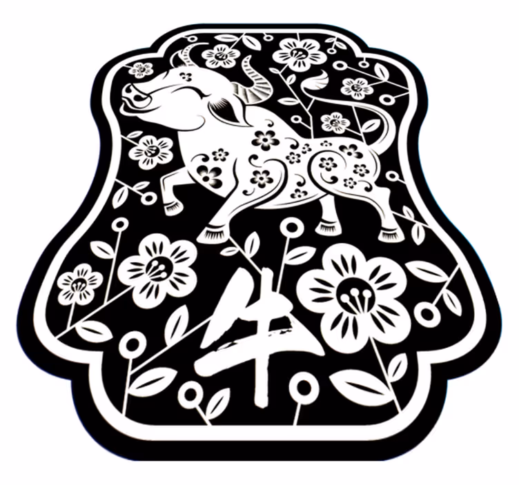 Elegantní květinový býk Zvířecí vinylový koberec - TenStickers