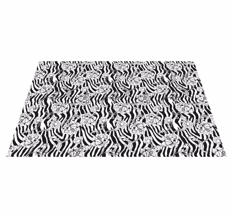 Vinylový koberec zebra a květiny se zvířecím potiskem - TenStickers