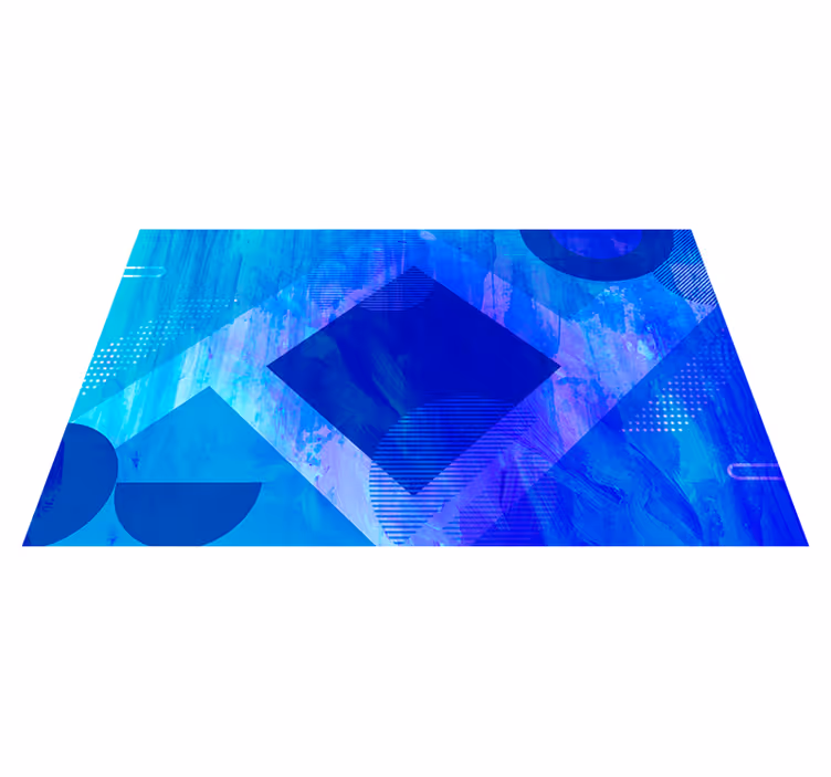 Modré geometrické motivy Minimalistický vinylový koberec - TenStickers