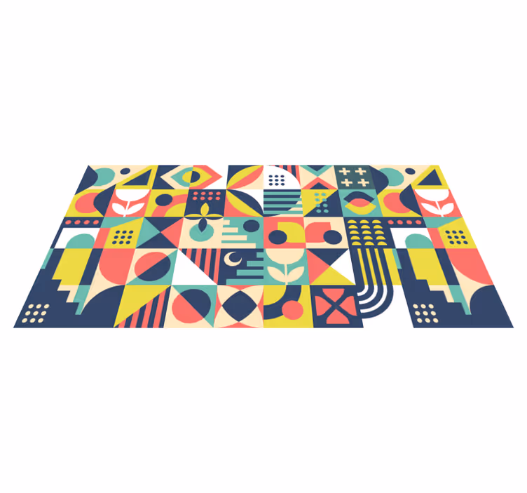 Geometrický vinylový koberec Živé tvary - TenStickers