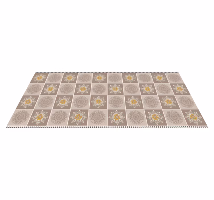 Béžové barvy mandala dlaždice koberec - TenStickers