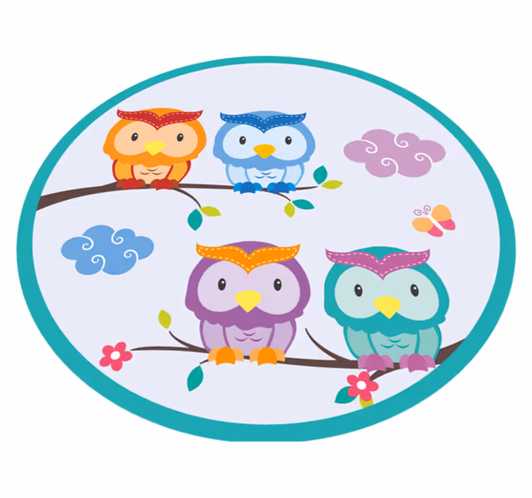 Dětské barevné sovy na vinylovém koberci - TenStickers