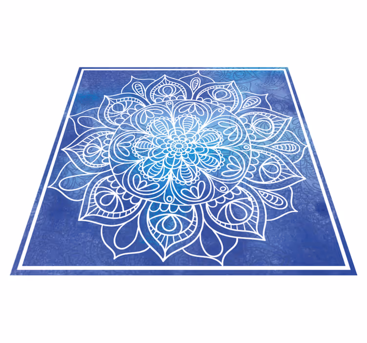 Modrá ručně tažené mandala vinylový koberec - TenStickers