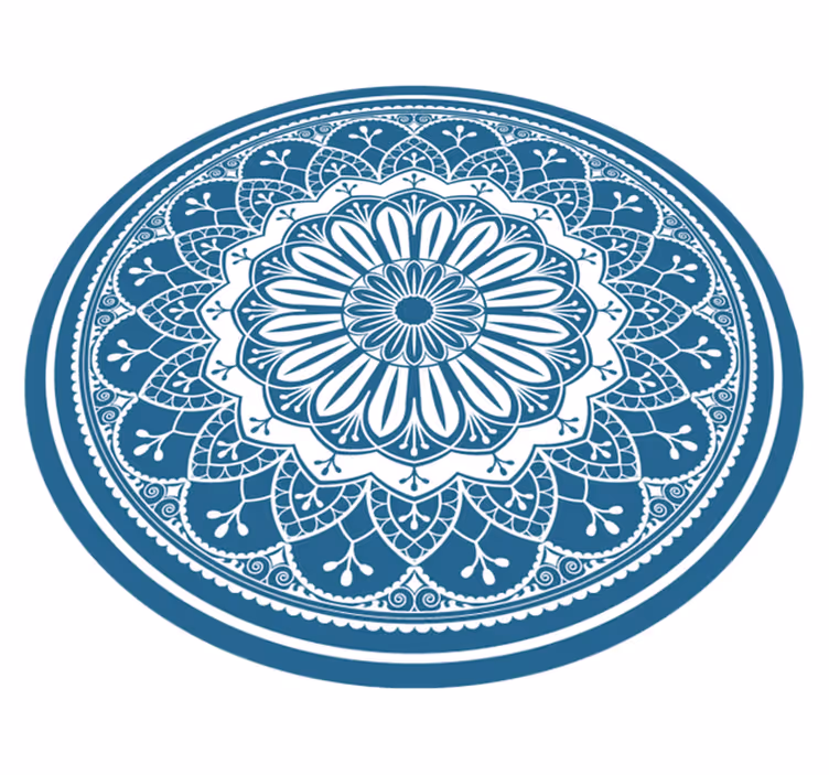 Velká mandala na modrém vinylovém koberci - TenStickers