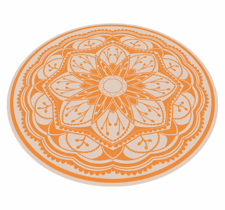 Velký tisk na béžovém kruhu mandala vinylový koberec - TenStickers