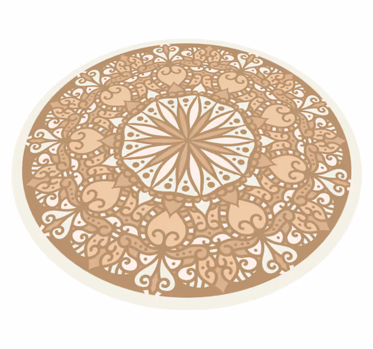 Béžový stylový kruhový design Mandala vinylový koberec - TenStickers