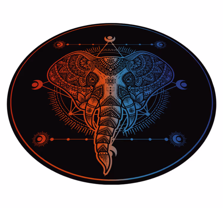 Kruhový mandala slon mandala vinylový koberec - TenStickers