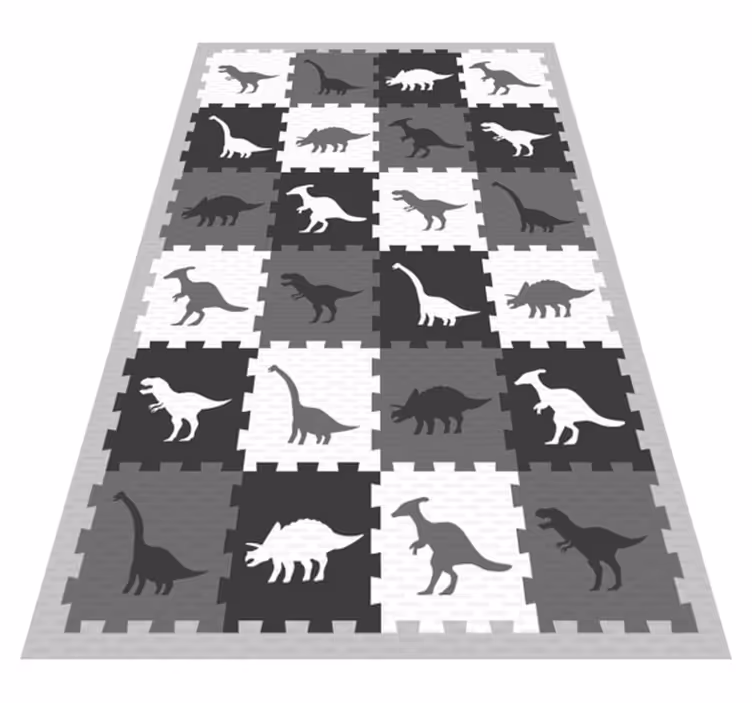 šedé zvířecí puzzle dětské hrací vinylový koberec - TenStickers