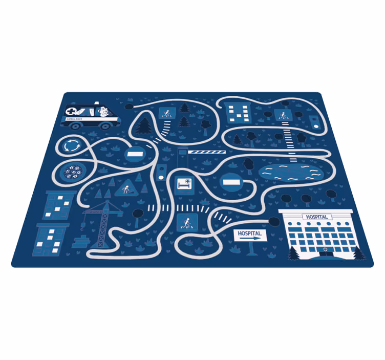Dětská hrací vinylový koberec na nordic blue road - TenStickers