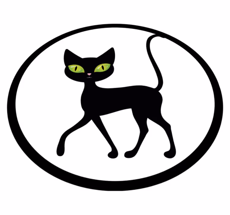 černá kočka na bílém pozadí koupelnové podlahy - TenStickers