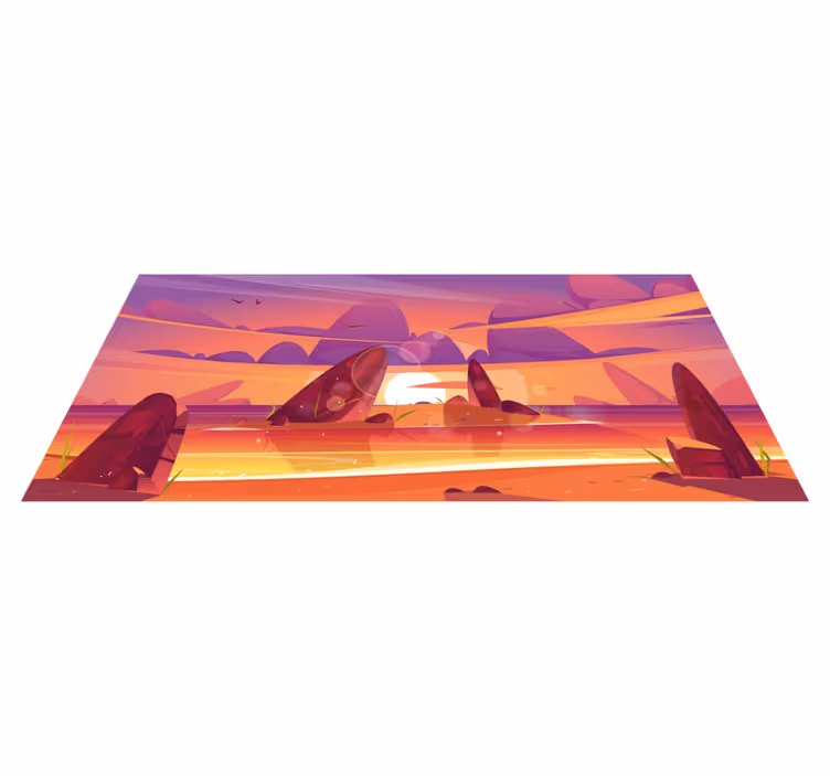 Kreslený plážový a mořský přírodní vinylový koberec - TenStickers