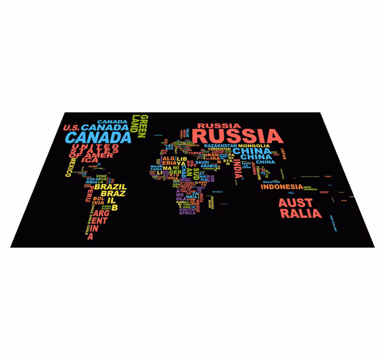 Typografie zemí Vinylový koberec z celého světa - TenStickers