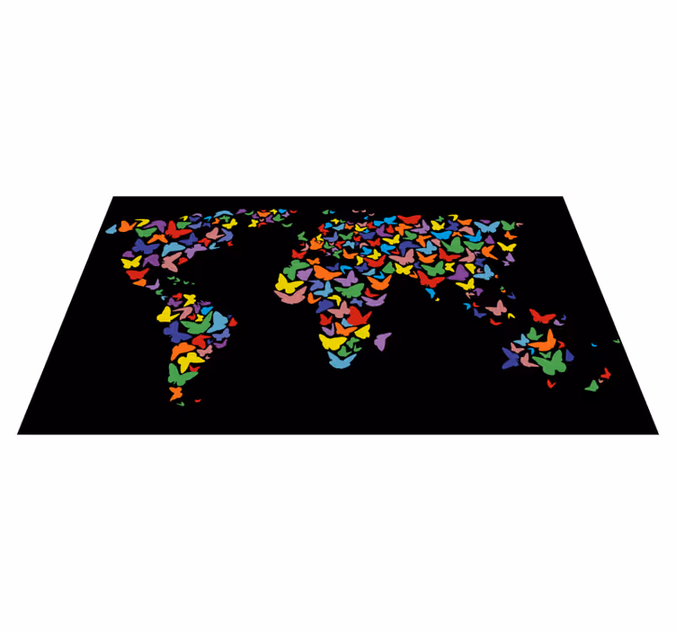 Barevná mapa motýlů Vinylový koberec z celého světa - TenStickers