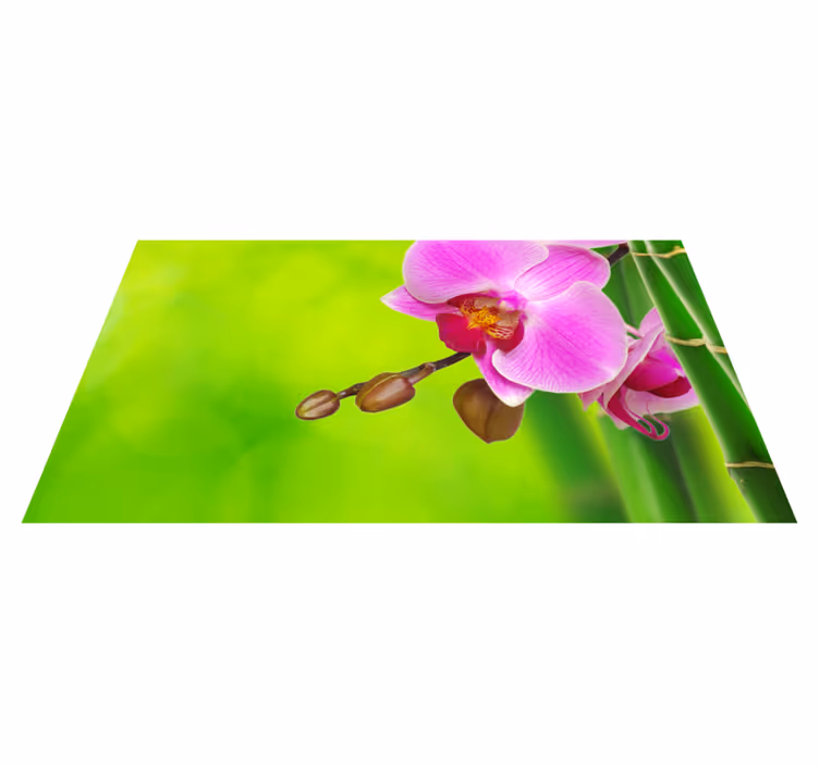 Květinový vinylový koberec s orchidejí a bambusem - TenStickers