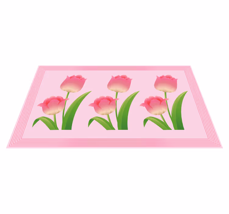 Růžový tulipán Vinylový koberec s květinami a rostlinami - TenStickers