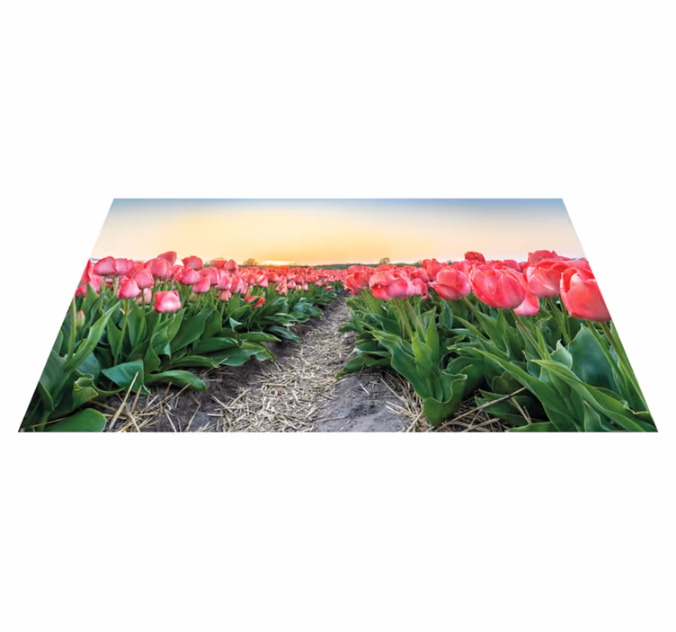Vinylový koberec s květinami a rostlinami tulipánové pole - TenStickers