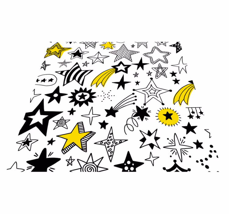 Doodle hvězdy čtvercový vinylový koberec - TenStickers