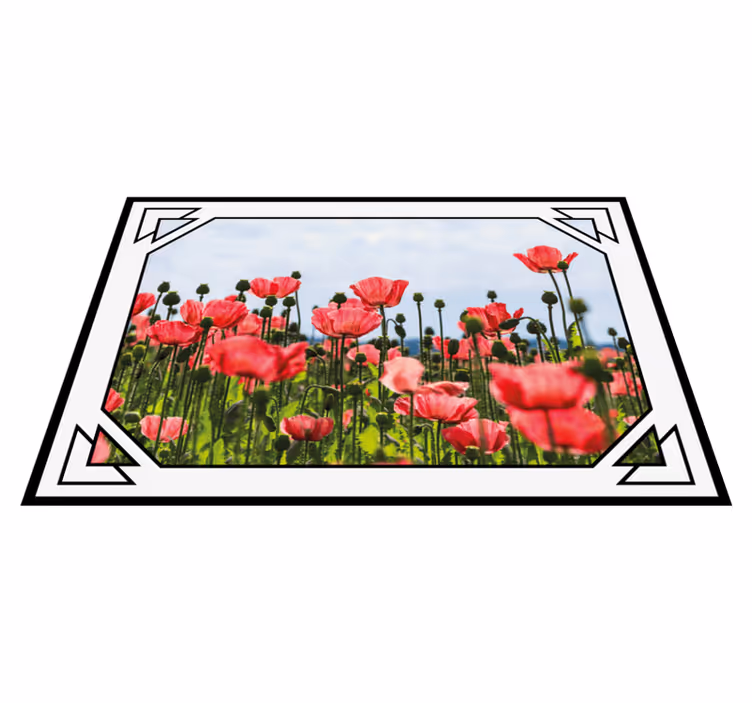 Květinový koberec červeného a zeleného makového pole - TenStickers