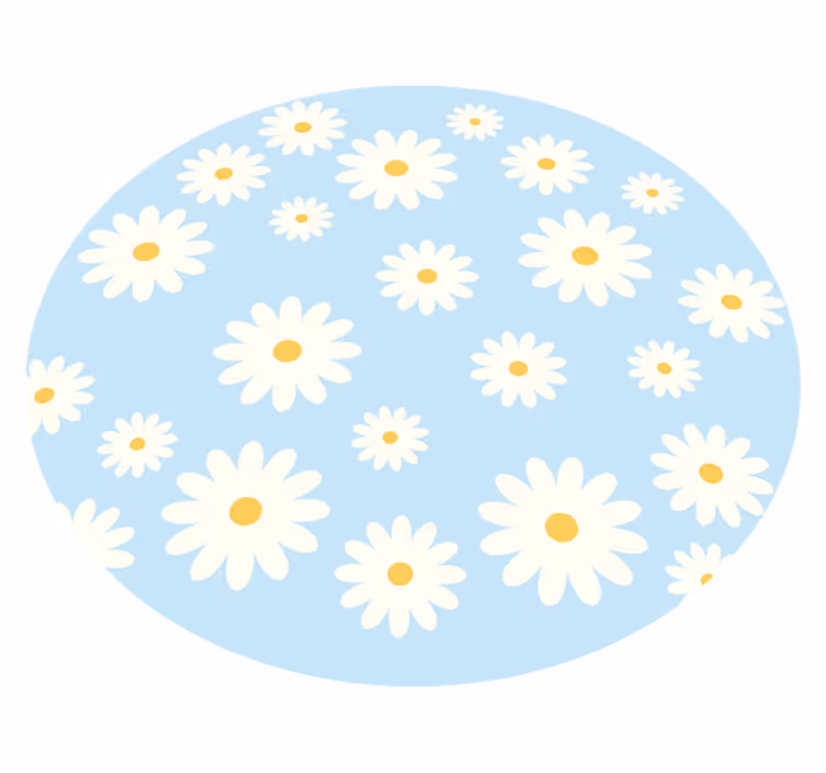 Bílé sedmikrásky na světle modrém pozadí koberce - TenStickers