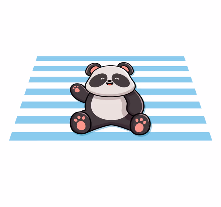šťastná panda na pruhovaném pozadí zvířecího koberce - TenStickers
