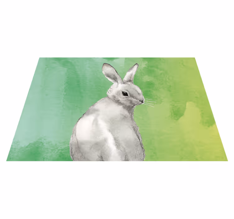 Králík zelené pozadí Zvířecí vinylový koberec - TenStickers