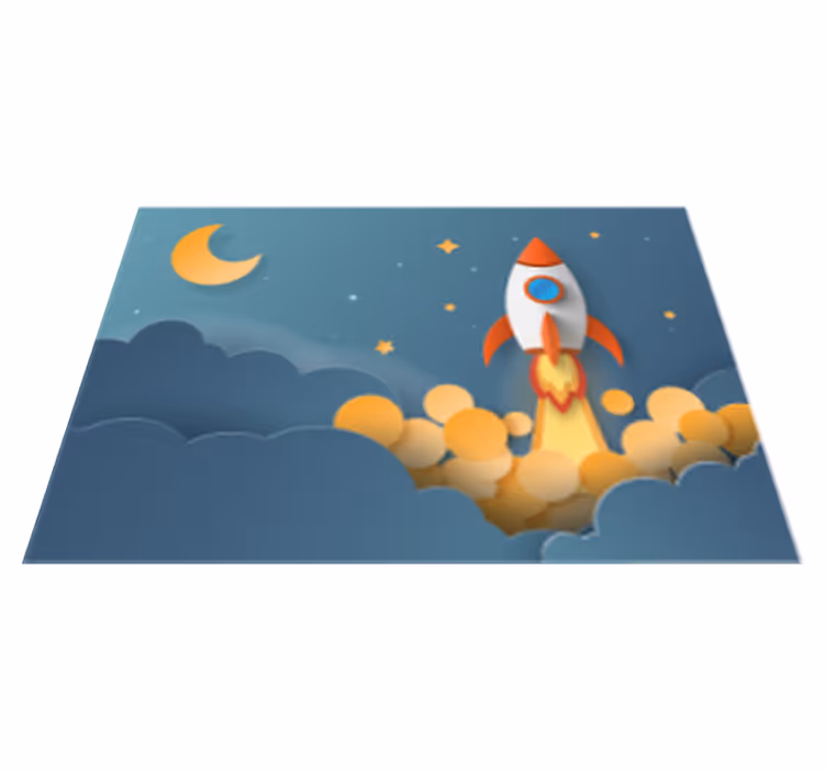 Kreslený odpalovací raketa na vesmírný hvězdný koberec - TenStickers