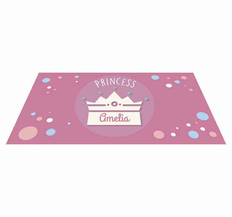 Vinylový koberec princezna s korunou a jménem pro děti - TenStickers