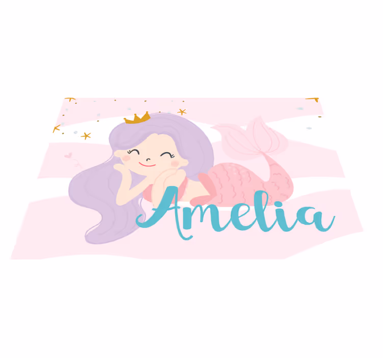 Dětský vinylový koberec mořská panna princezna jméno - TenStickers