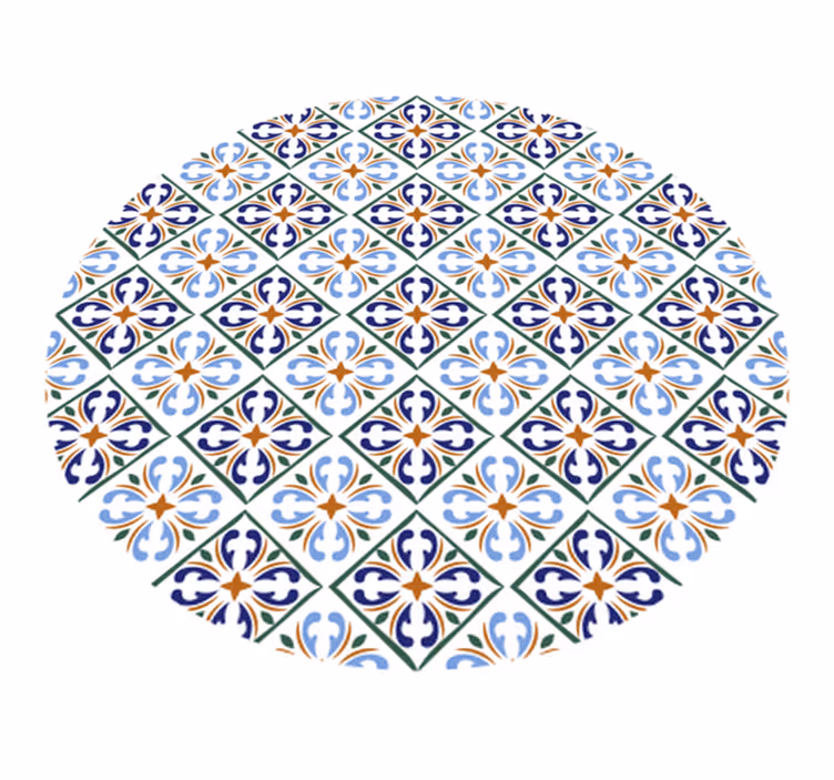 Geometrické modré odstíny Vinylový koberec s efektem dlaždic - TenStickers