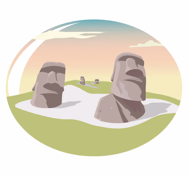 Siluety kamenů moai Přírodní vinylový koberec - TenStickers