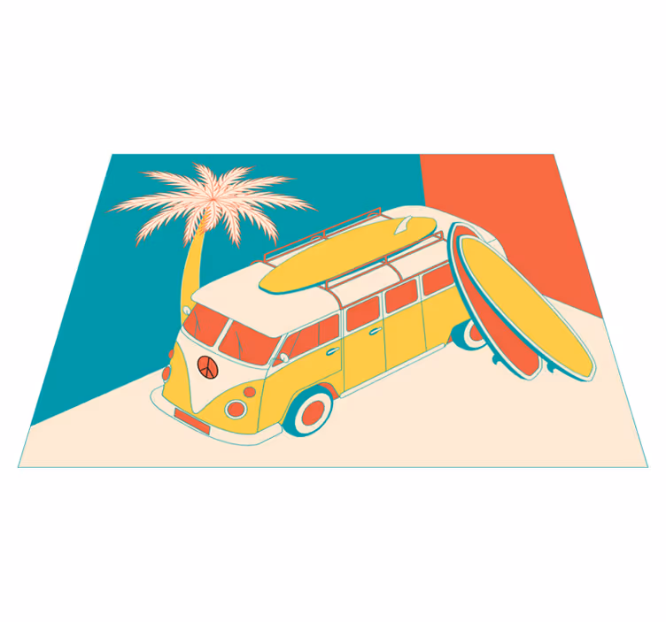 Hippie mini bus vintage koberec - TenStickers