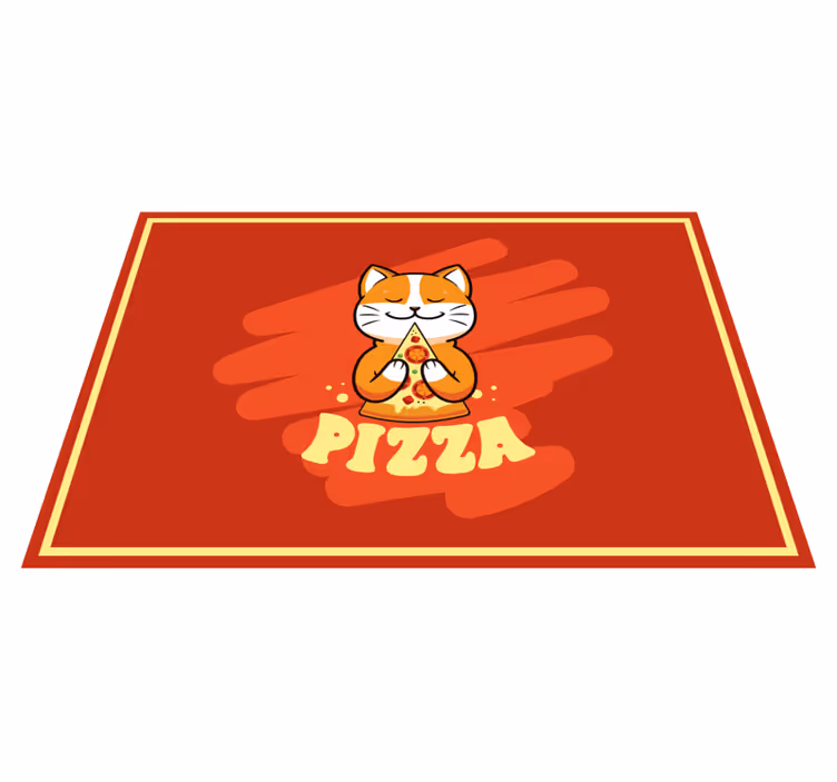 Roztomilá kočka s pizzou Kuchyňský vinylový koberec - TenStickers