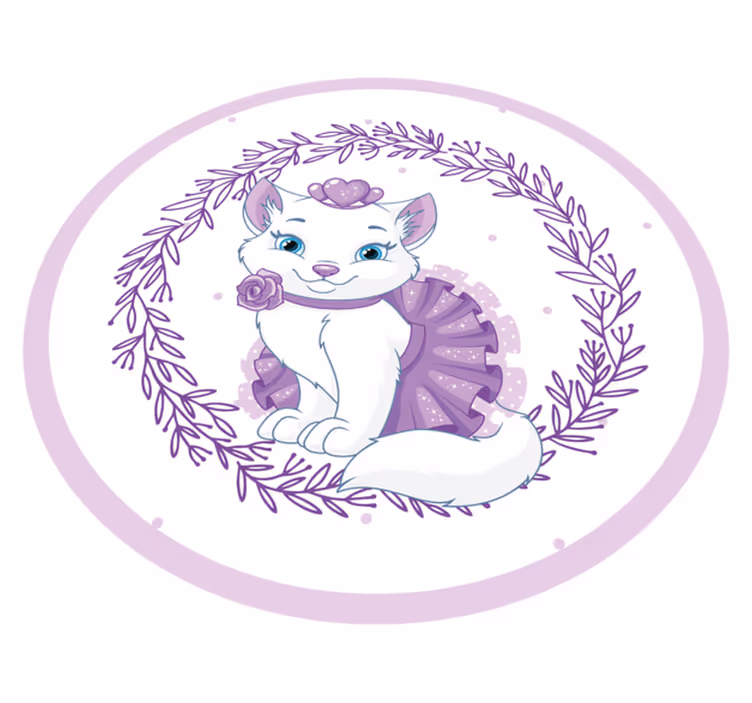 Fialová květinová kočička Vinylový koberec do školky - TenStickers