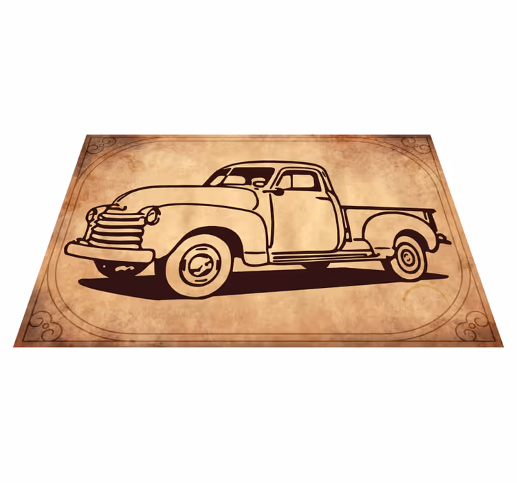 Klasická silueta náklaďáku Vintage vinylový koberec - TenStickers