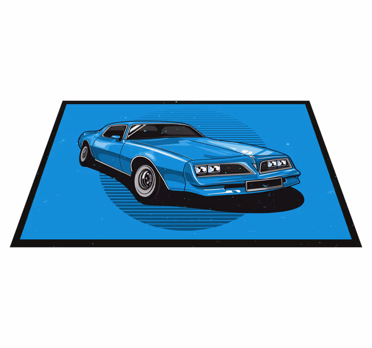 Klasické modré auto Modrý vinylový koberec - TenStickers