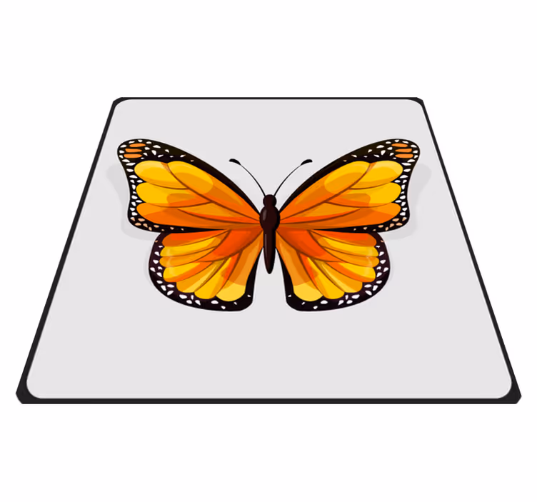 čtvercový vinylový koberec žlutý a oranžový motýl - TenStickers